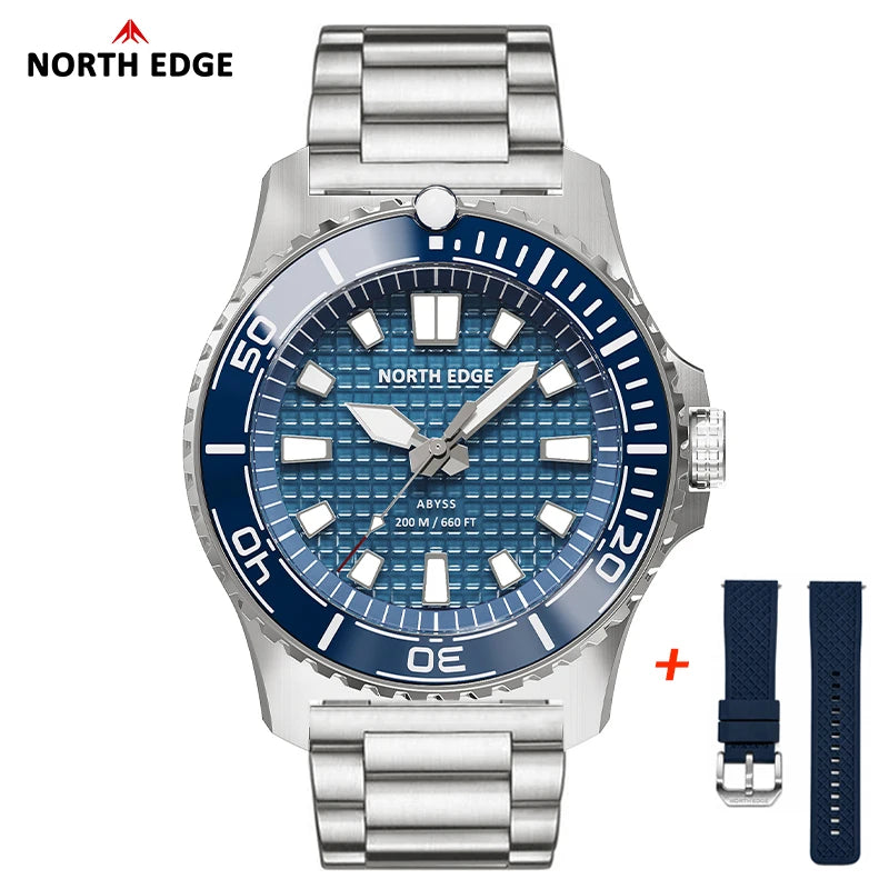 Men Solar Powered Diving Quartz Luxury Watch 200M Waterproof Dive Sports Watches 316L Steel Case 180+ Day Power